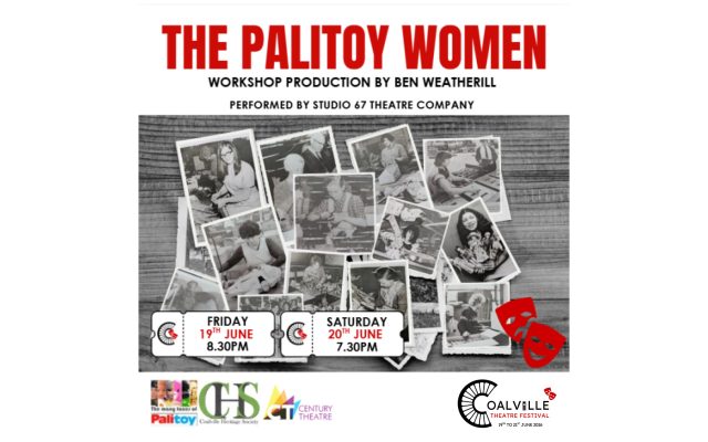 Collage of black and white photos showing women and palitoy models.
